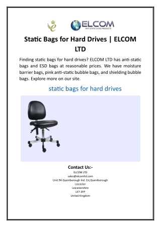 Static Bags for Hard Drives  ELCOM LTD