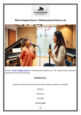 Music Singing Classes  Windsorpianoschool.co.uk