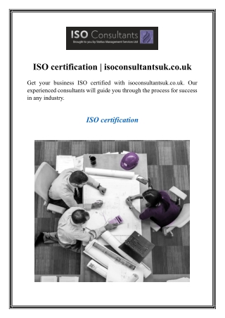 ISO certification  isoconsultantsuk.co.uk