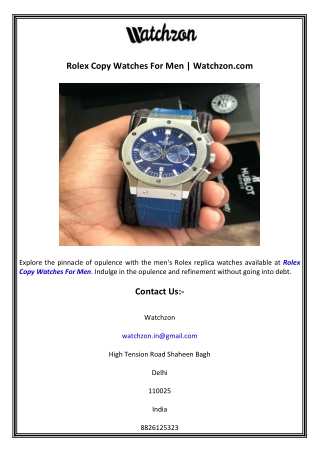 Rolex Copy Watches For Men  Watchzon.com