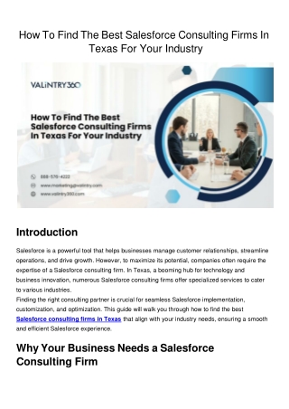 How To Find The Best Salesforce Consulting Firms In Texas For Your Industry