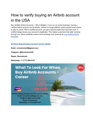Buy Verified Airbnb Accounts 100% Trusted Seller