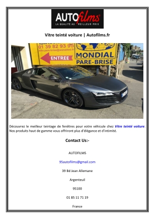 Vitre teinté voiture  Autofilms.fr