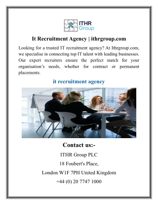 It Recruitment Agency  ithrgroup