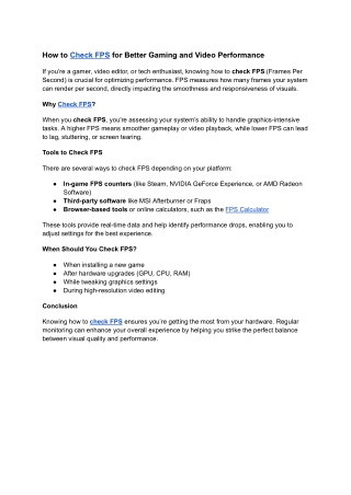 How to Check FPS for Better Gaming and Video Performance