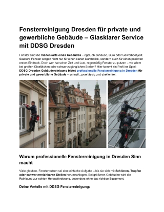 Fensterreinigung Dresden für private und gewerbliche Gebäude