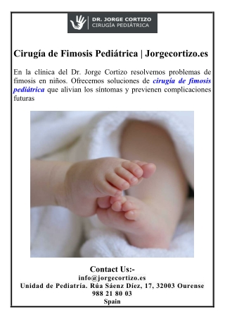 Cirugía de Fimosis Pediátrica | Jorgecortizo.es