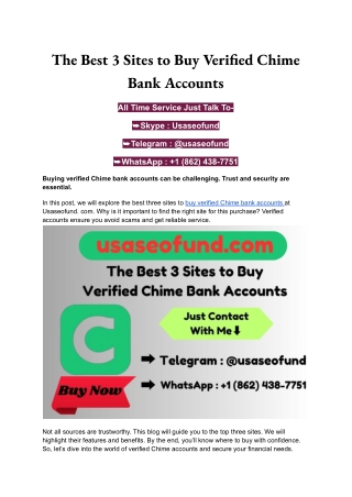 The Best 3 Sites to Buy Verified Chime Bank Accounts