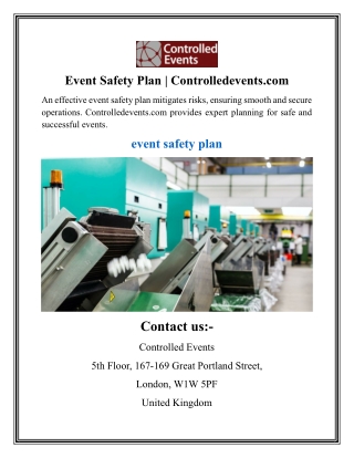 Event Safety Plan  Controlledevents