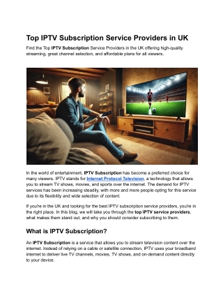 Top IPTV Subscription Service Providers in UK