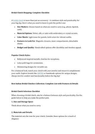 Bridal Clutch Shopping Complete Checklist