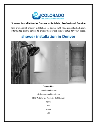 Shower Installation in Denver – Reliable, Professional Service