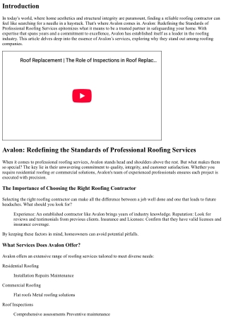 Avalon: Redefining the Standards of Professional Roofing Services