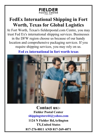 FedEx International Shipping in Fort Worth Texas for Global Logistics