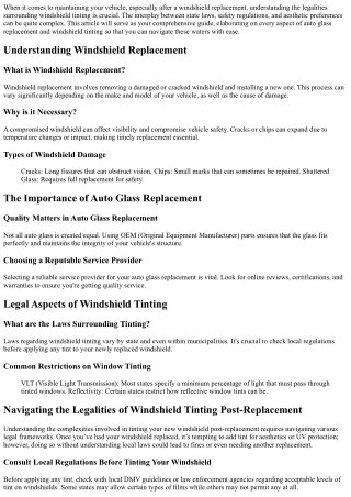 Navigating the Legalities of Windshield Tinting Post-Replacement