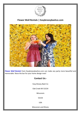 Flower Wall Rentals  Easybreezybashco.com