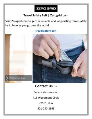 Travel Safety Belt  Zerogrid