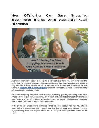 How Offshoring Can Save Struggling E-commerce Brands Amid Australia’s Retail Recession