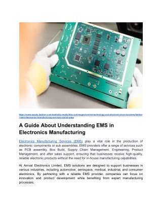 A Guide About Understanding EMS in Electronics Manufacturing _ Blog Post Content 2 _ Month 1
