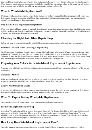 Preparing Your Vehicle for a Windshield Replacement Appointment