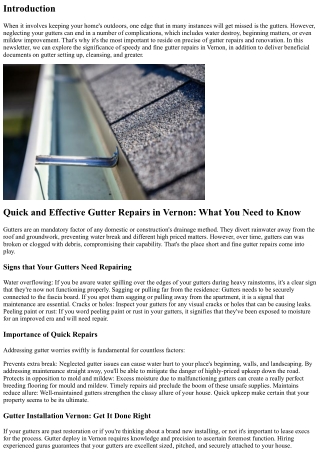 Quick and Effective Gutter Repairs in Vernon: What You Need to Know