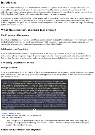 Social Cali of San Jose: The Gateway to Business Success