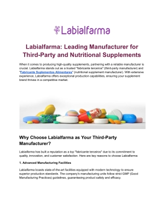 High-Quality Tablet Manufacturing Services at Labialfarma