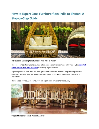 How to Export Cane Furniture from India to Bhutan A Step by Step Guide