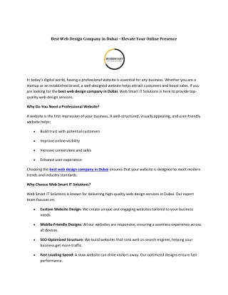Best Web Design Company in Dubai – Elevate Your Online Presence
