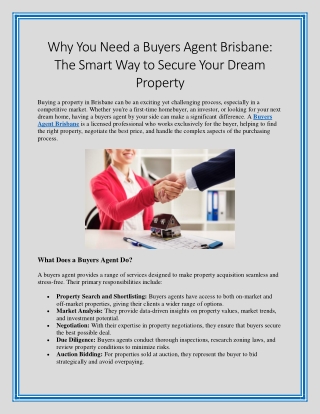 Why You Need a Buyers Agent Brisbane The Smart Way to Secure Your Dream Property