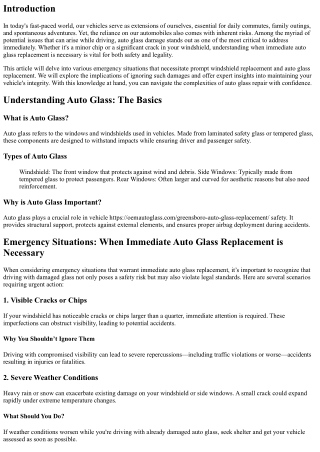 Emergency Situations: When Immediate Auto Glass Replacement is Necessary