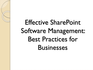 Effective SharePoint Software Management