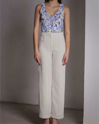 TEXTURED COTTON PANTS