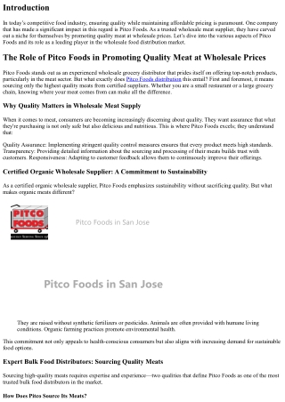 The Role of Pitco Foods in Promoting Quality Meat at Wholesale Prices