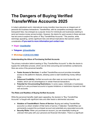 The Dangers of Buying Verified TransferWise Accounts 2025
