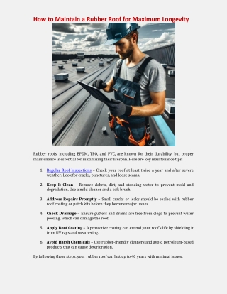 How to Maintain a Rubber Roof for Maximum Longevity