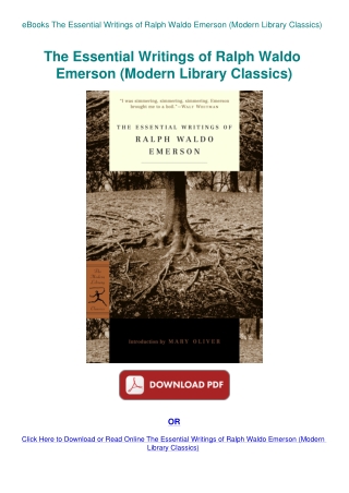 eBooks The Essential Writings of Ralph Waldo Emerson (Modern Library Classics)