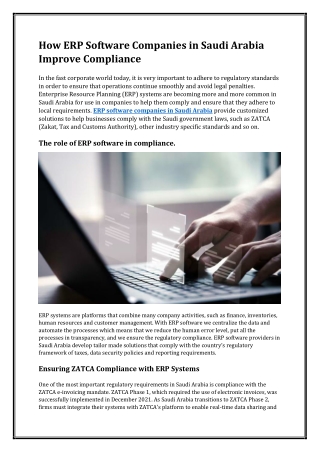How ERP Software Companies in Saudi Arabia Improve Compliance