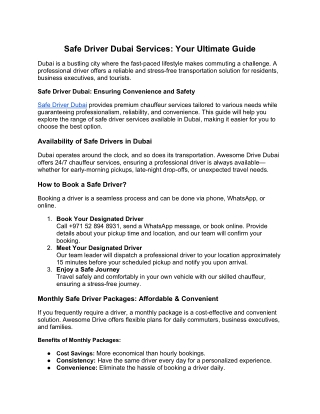 Safe Driver Dubai Services_ Your Ultimate Guide