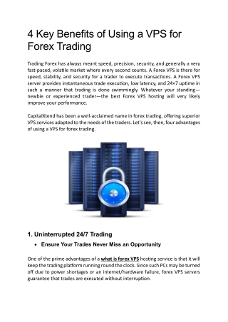 4 Key Benefits of Using a VPS for Forex Trading