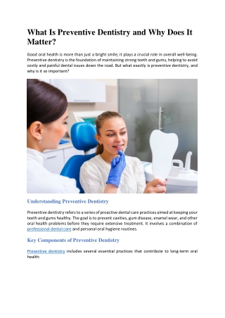 What Is Preventive Dentistry and Why Does It Matter?