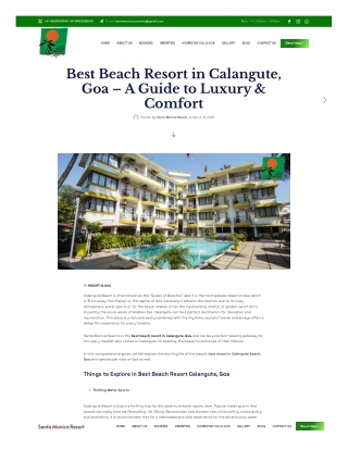 Best Beach Resorts in Calangute Goa  A Guide to Luxury and Comfort