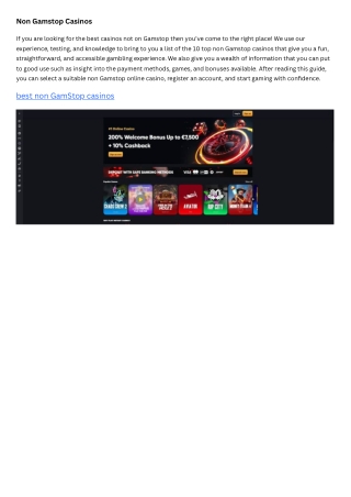Non Gamstop Casinos