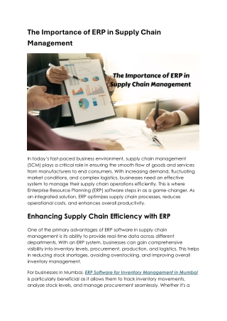 The Importance of ERP in Supply Chain Management