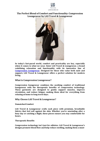The Perfect Blend of Comfort and Functionality Compression Loungewear by LAS Travel & Loungewear