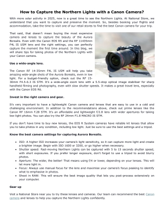 How to Capture the Northern Lights with a Canon Camera?