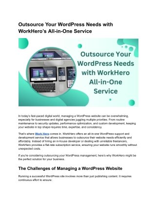 Manage Your WordPress Site with Work Hero’s Outsourcing Solutions