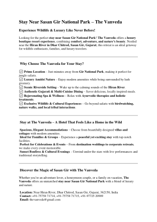 Stay Near Sasan Gir National Park