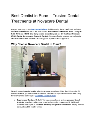 Best Dentist in Pune – Trusted Dental Treatments at Novacare Dental