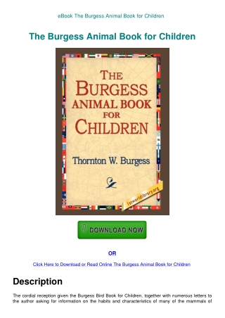 eBook The Burgess Animal Book for Children